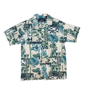 Corona Beer Hawaiian Shirt Newport Blue Aloha Camp Button Up Men’s M Tropical